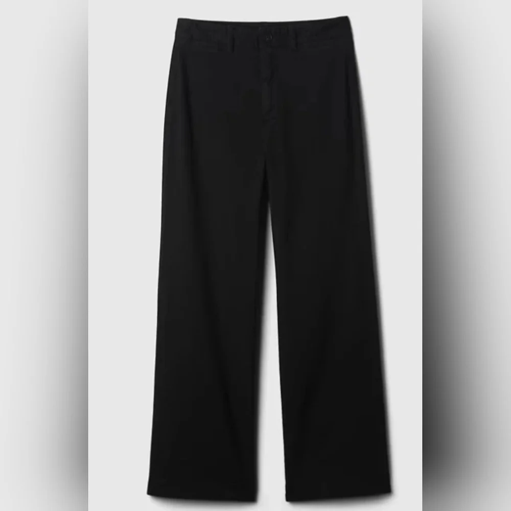 GAP High Rise Stride Wide Leg Canvas Khakis Ankle Pants Black Size 12 NWT RT$80